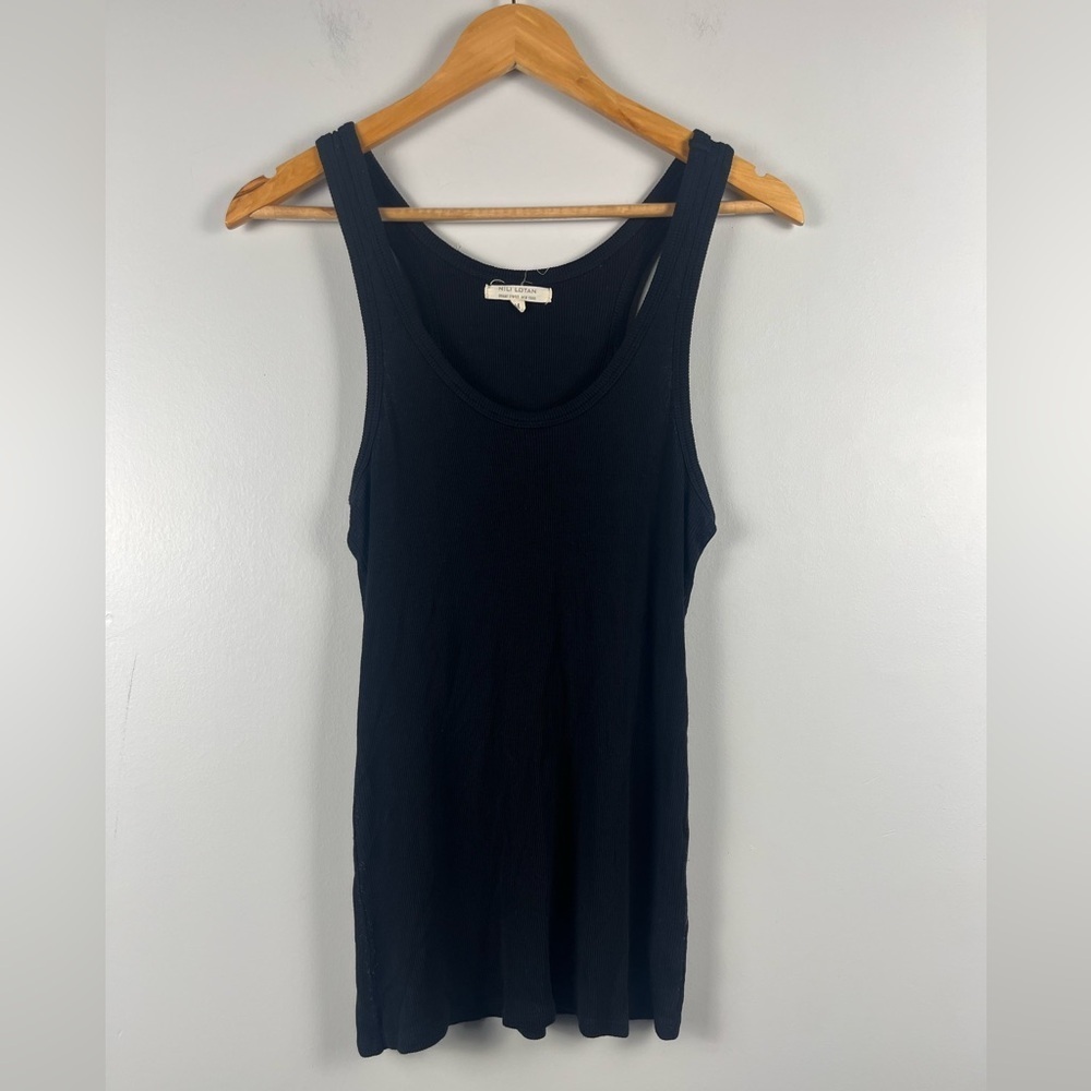 Nili Lotan Balck Viscose ribbed tank top size medium FLAWED